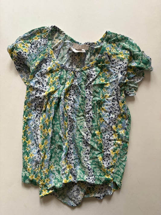 Top Short Sleeve By Loft In Floral Print, Size: L