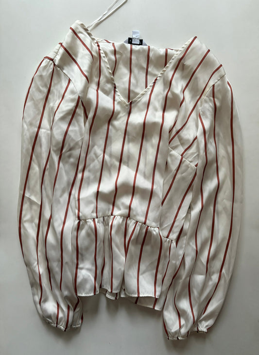 Blouse Long Sleeve By Nine West Apparel In Striped Pattern, Size: Xl