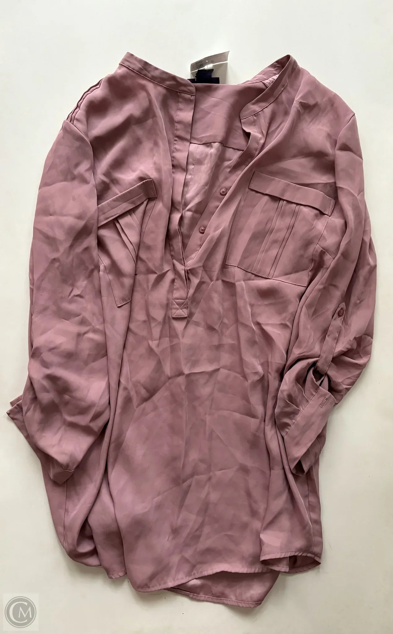 Blouse Long Sleeve By Beverly Drive In Pink, Size: 1x