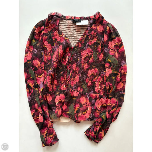 Blouse Long Sleeve By Jessica Simpson In Multi-colored, Size: M