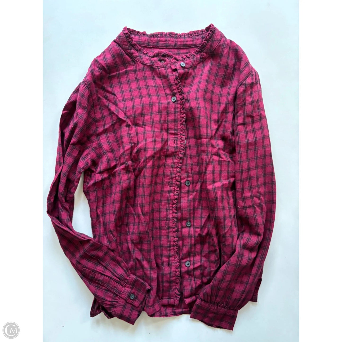 Top Long Sleeve By Gap In Plaid Pattern, Size: M