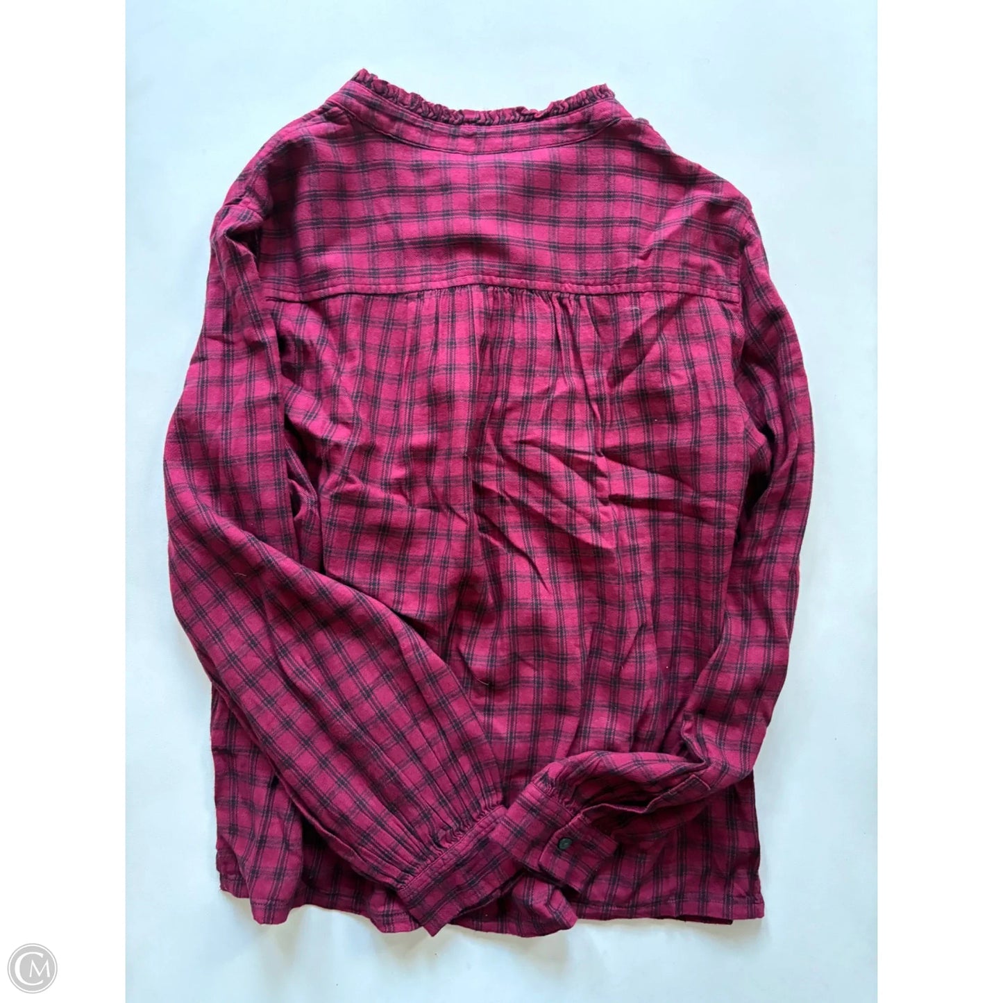 Top Long Sleeve By Gap In Plaid Pattern, Size: M