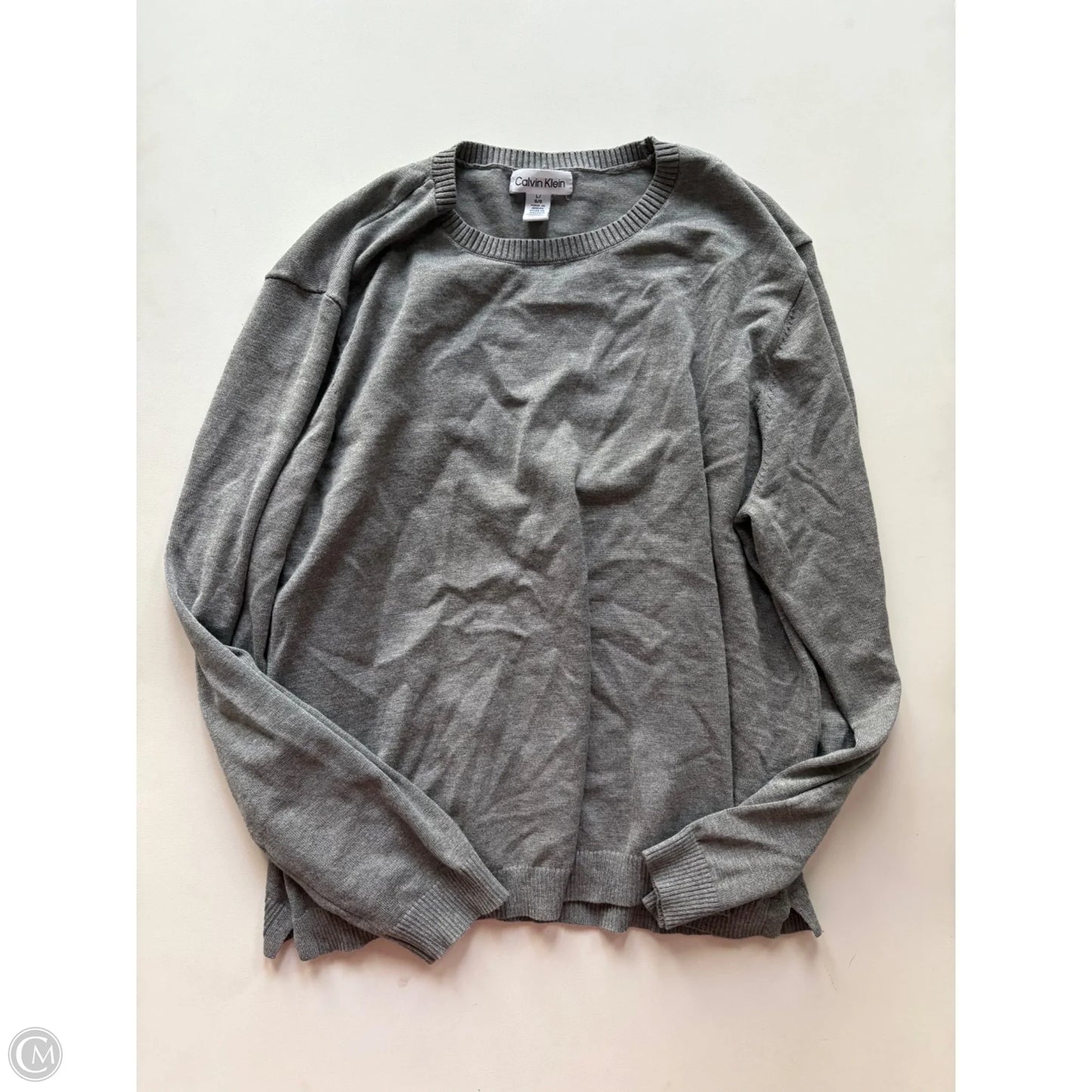 Sweater By Calvin Klein In Grey, Size: L
