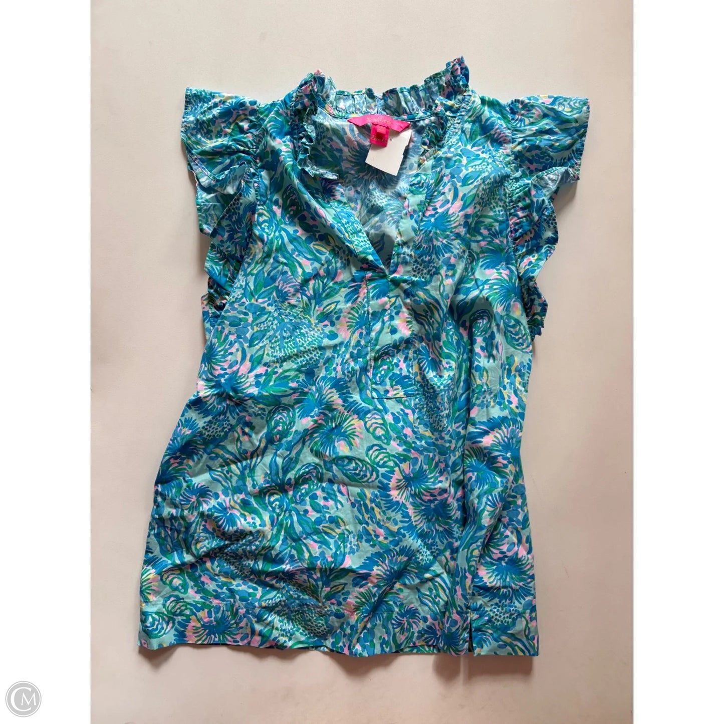 Top Short Sleeve Designer By Lilly Pulitzer In Blue, Size: Xs