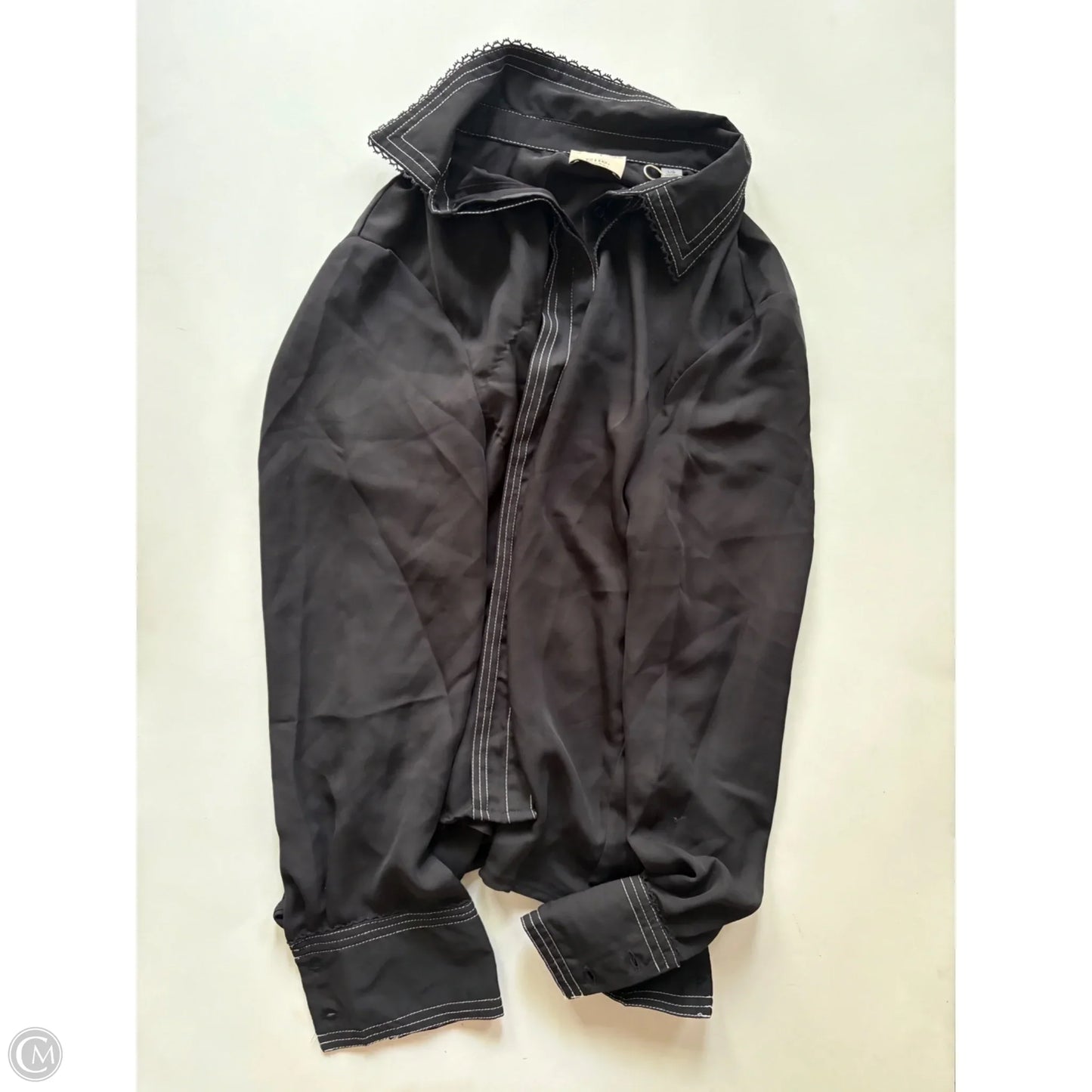 Blouse Long Sleeve By Elie Tahari In Black, Size: L