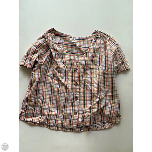 Top Short Sleeve By Ana In Plaid Pattern, Size: M