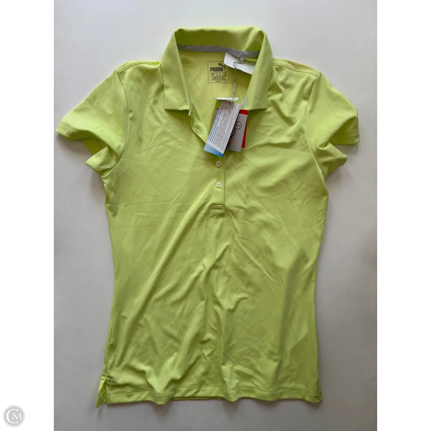 Athletic Top Long Sleeve Collar By Puma In Yellow, Size: S
