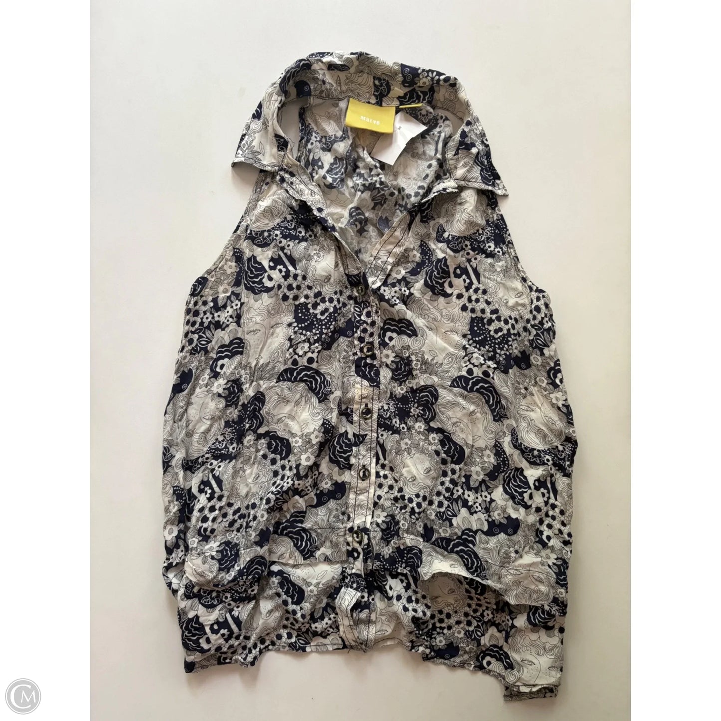 Top Sleeveless By Maeve In Blue & Cream, Size: S