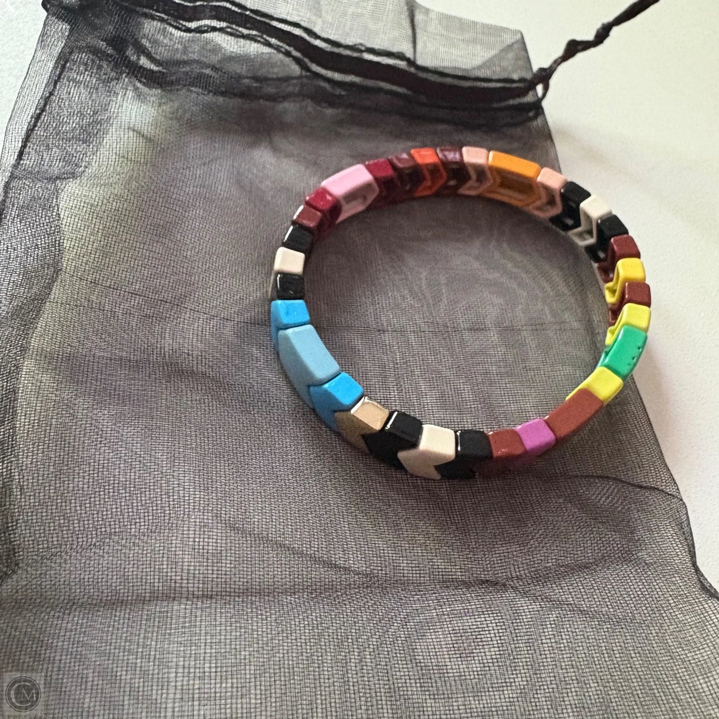 Bracelet Other By Enamel Tile Stretch Bangle Bracelet