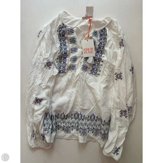 Top Long Sleeve By Knox Rose In White, Size: 2x