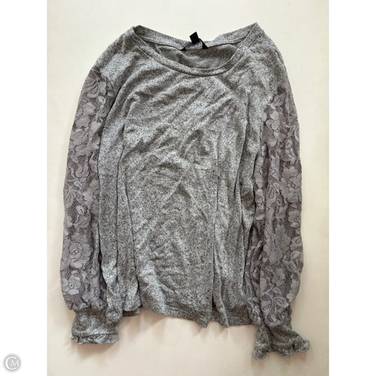 Top Long Sleeve By Zac And Rachel In Grey, Size: 2x