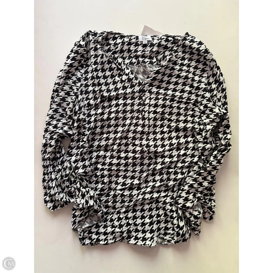 Top Long Sleeve By Kim Rogers In Black & White, Size: M