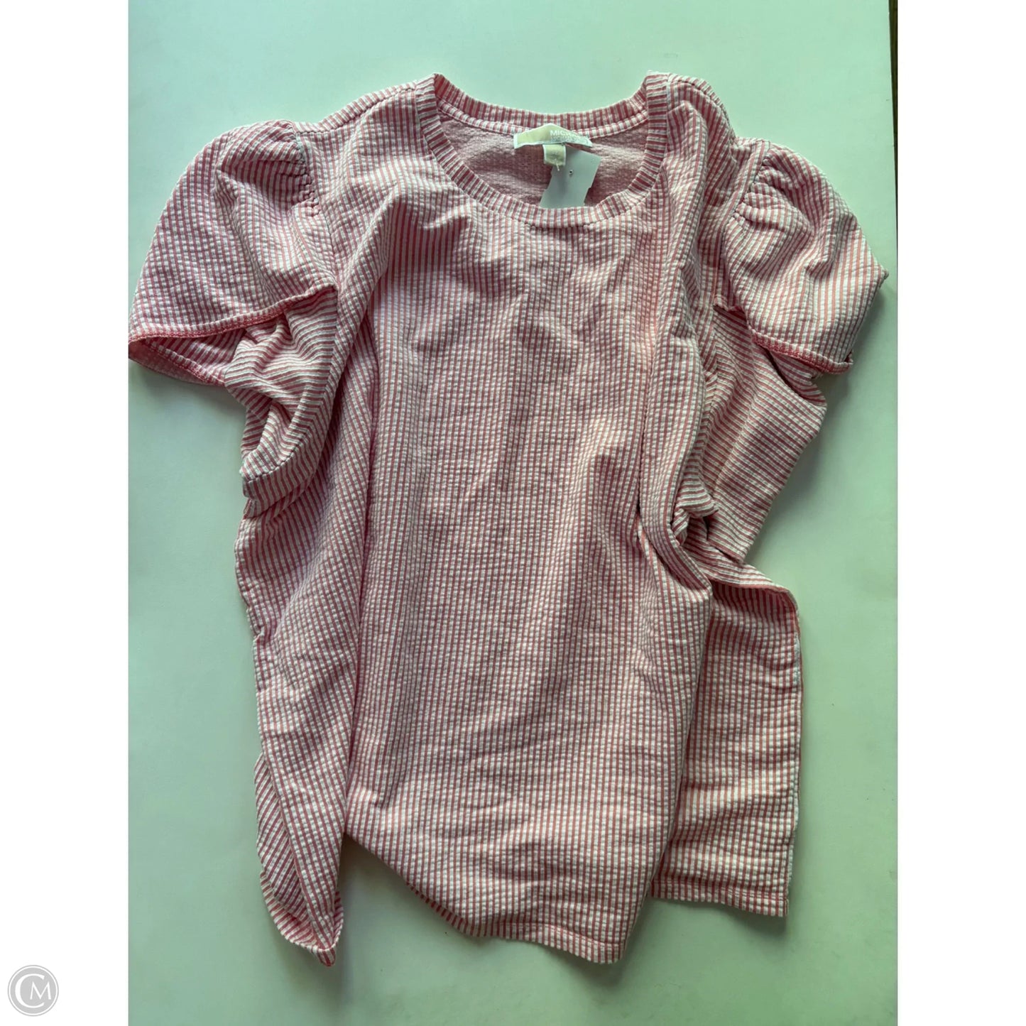 Top Short Sleeve Designer By Michael Kors In Striped Pattern, Size: 3x