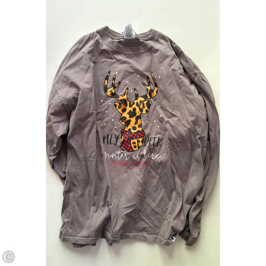 Top Long Sleeve By Simply Southern In Brown, Size: 2x