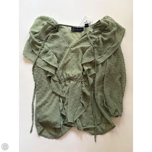 Blouse Short Sleeve By New York And Co In Green, Size: Xs