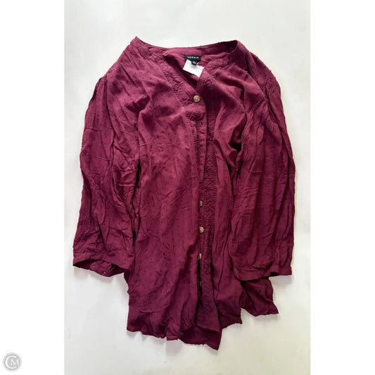 Blouse Long Sleeve By Torrid In Maroon, Size: 3x