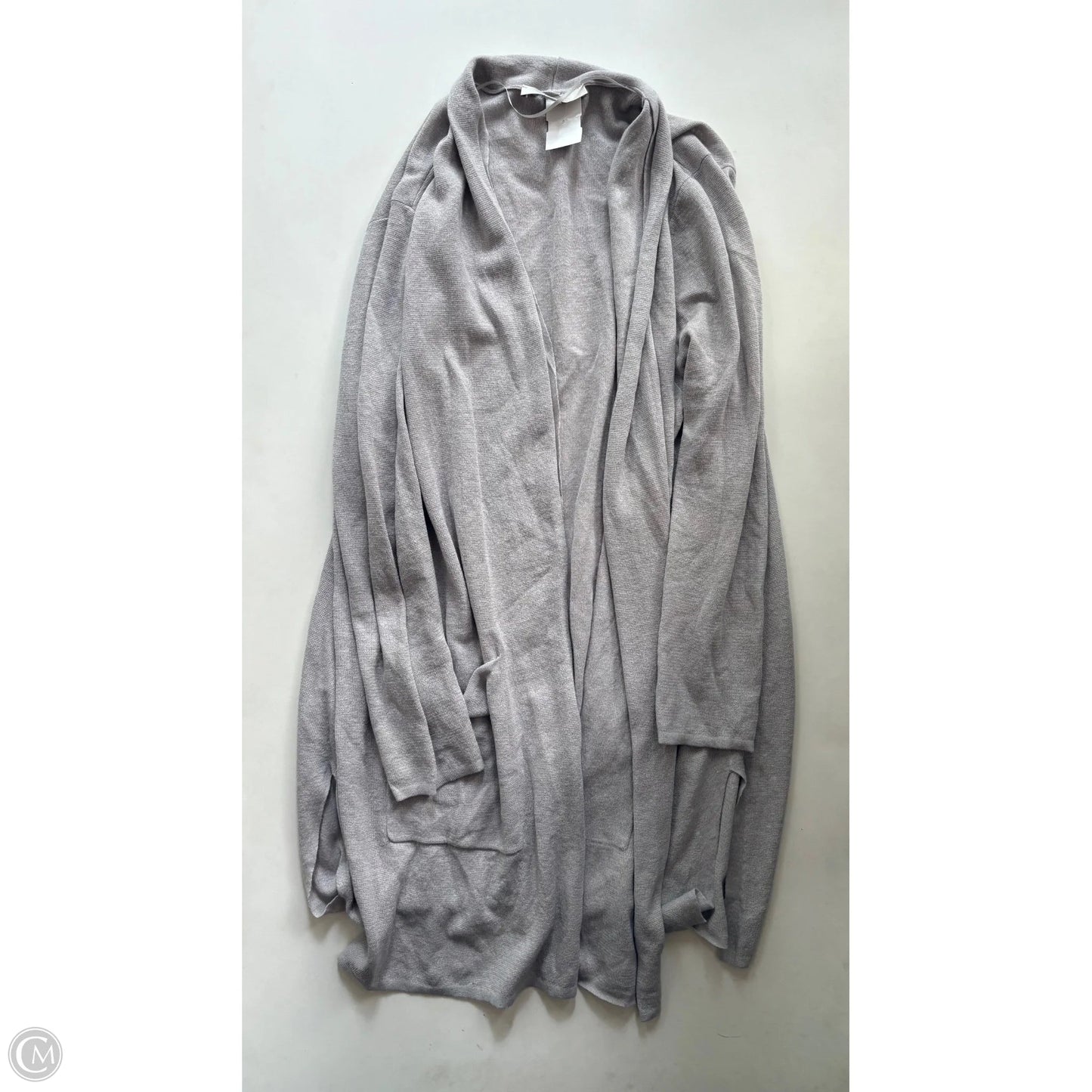 Sweater Cardigan By Loft In Grey, Size: 1x