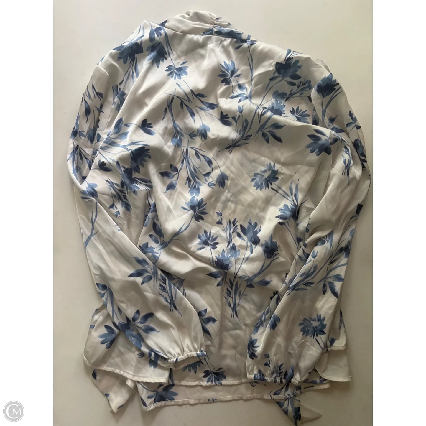 Blouse Long Sleeve By Limited In Blue & Cream, Size: 2x