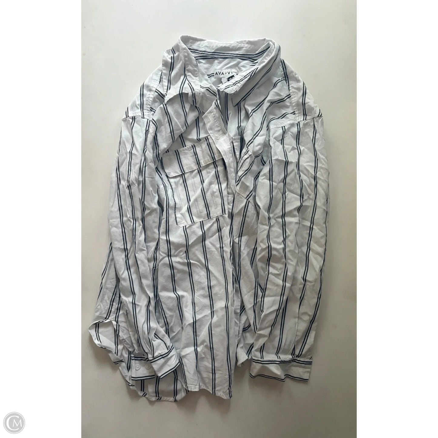 Top Long Sleeve By Ava & Viv In Striped Pattern, Size: 2x