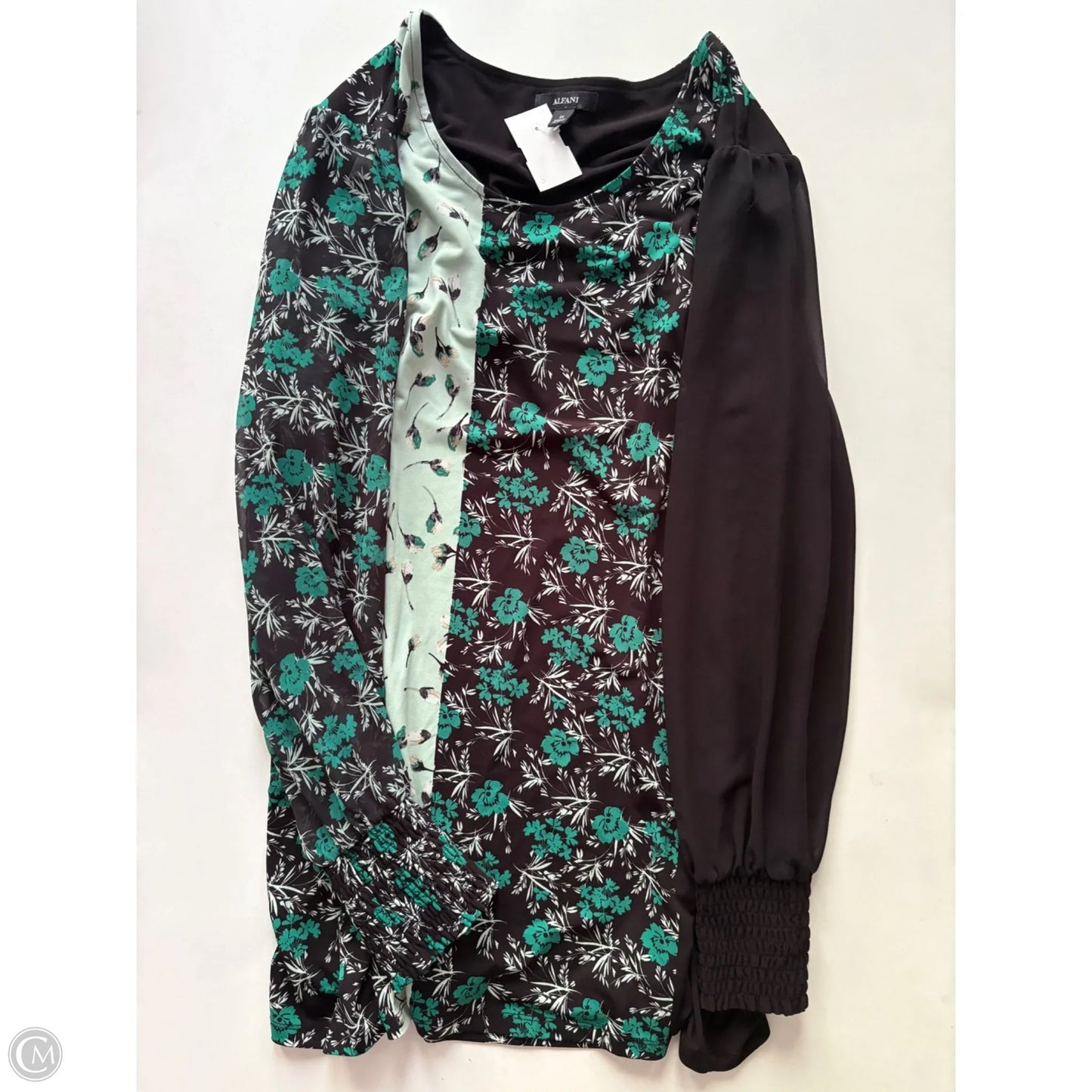 Blouse Long Sleeve By Alfani In Black & Green, Size: 2x