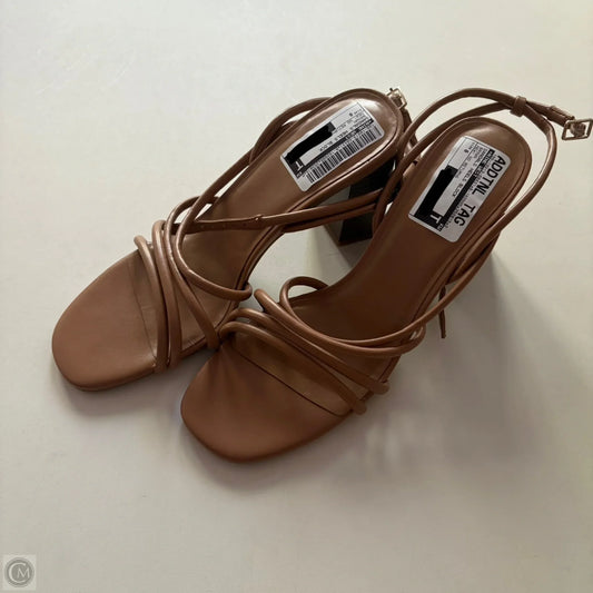Sandals Heels Block By Nine West In Brown, Size: 8