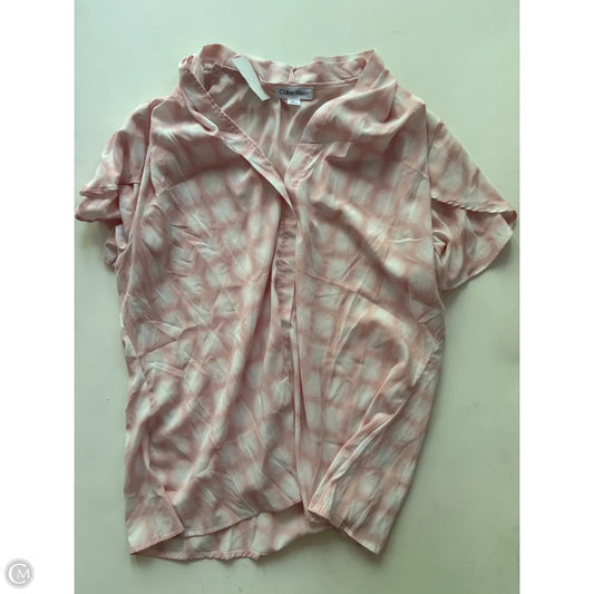 Blouse Short Sleeve By Calvin Klein In Pink, Size: Xl