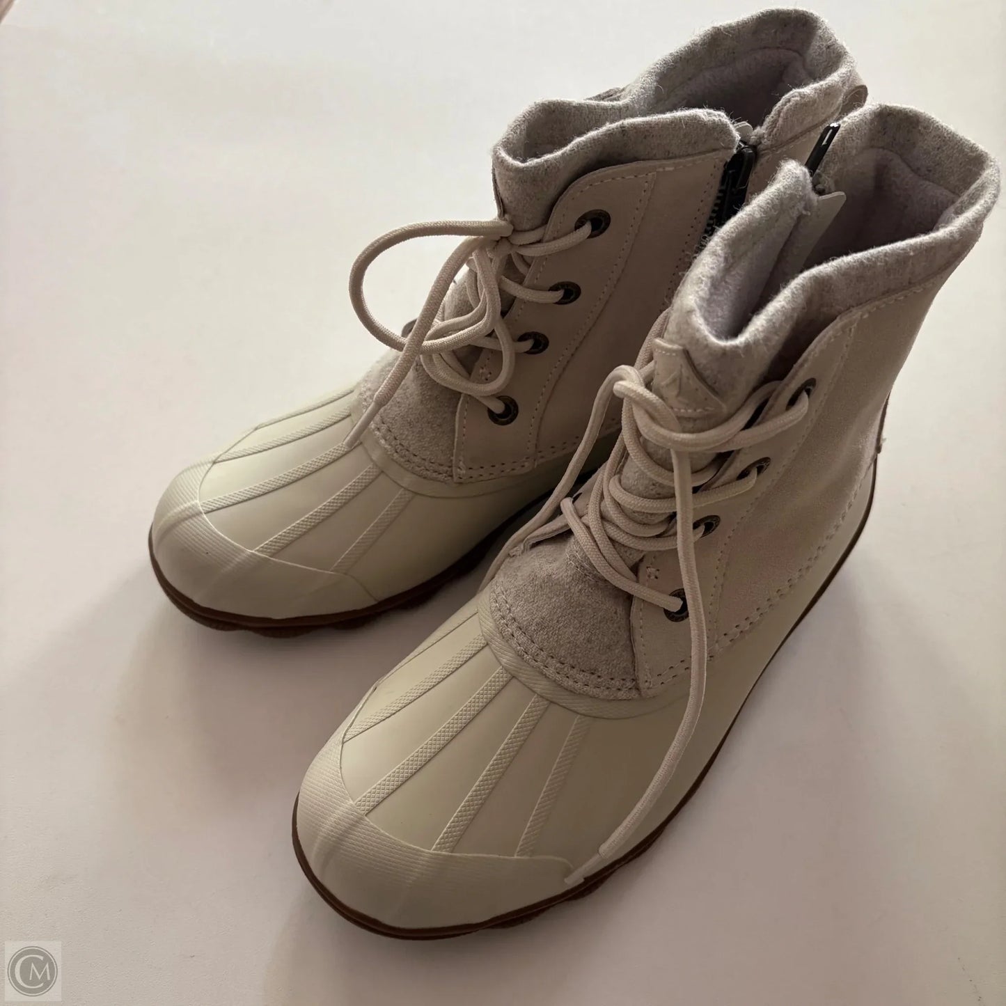 Boots Ankle Heels By Sperry In Cream, Size: 7.5