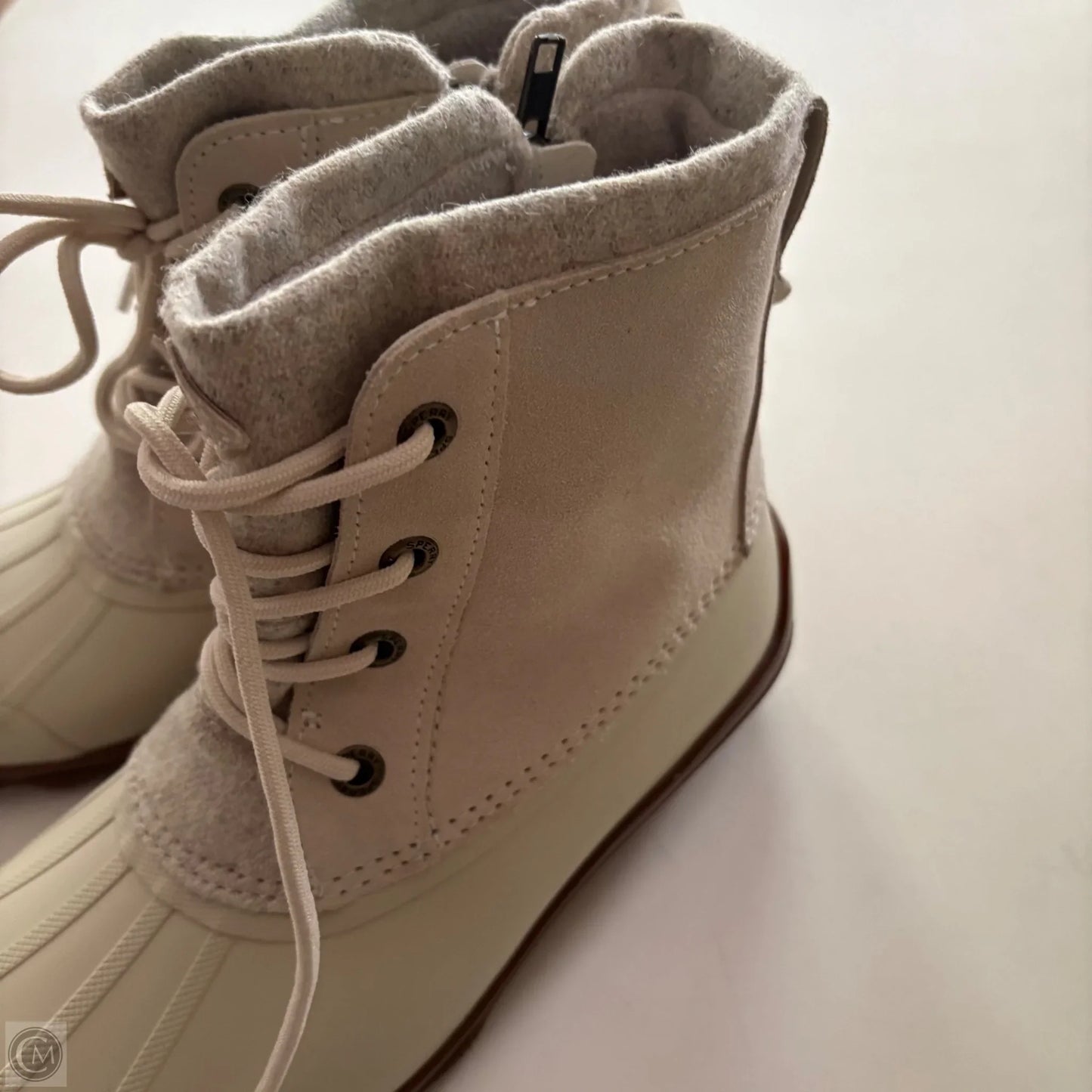 Boots Ankle Heels By Sperry In Cream, Size: 7.5