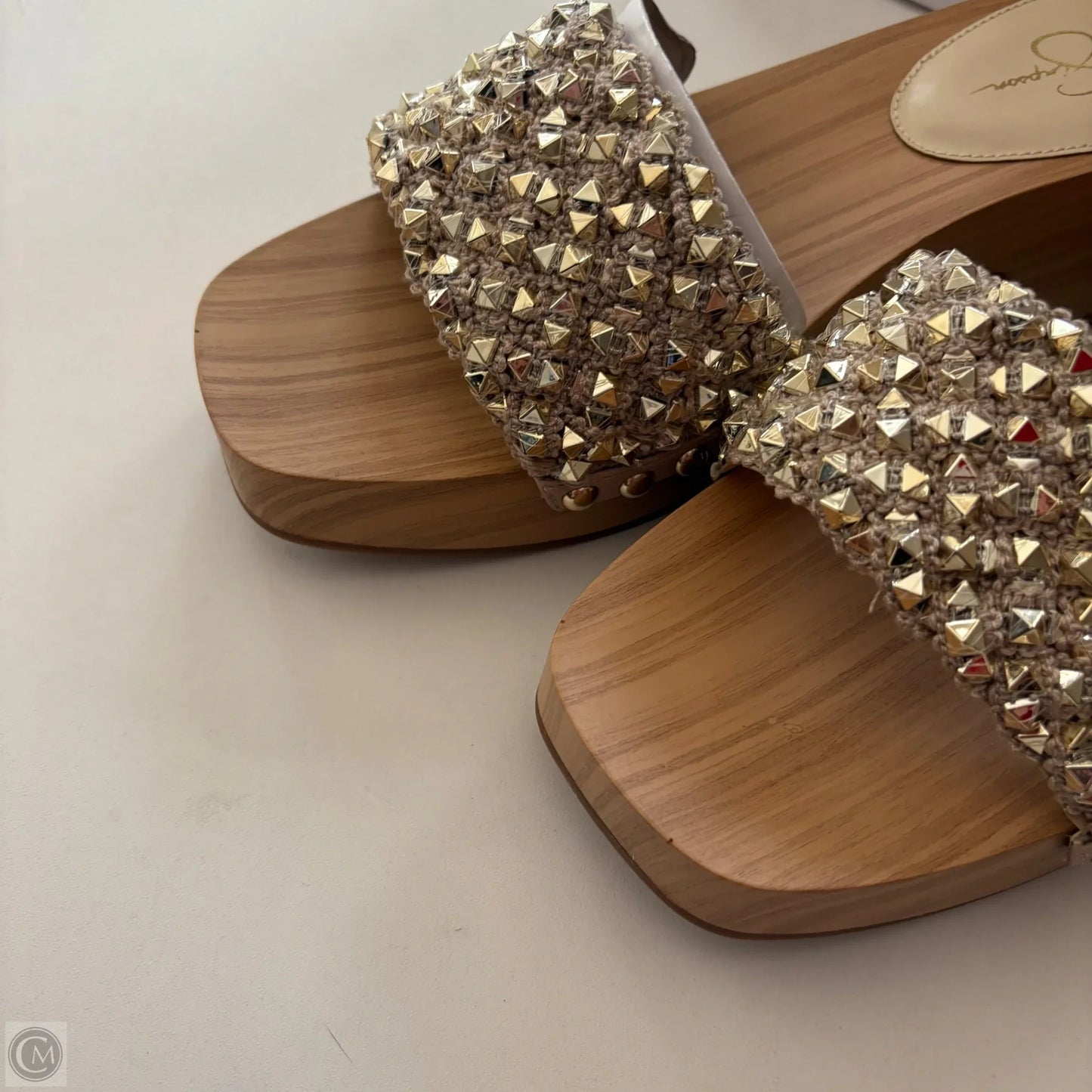 Sandals Heels Block By Jessica Simpson In Gold, Size: 9.5