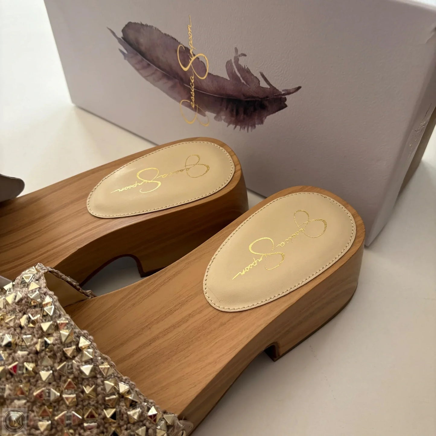 Sandals Heels Block By Jessica Simpson In Gold, Size: 9.5