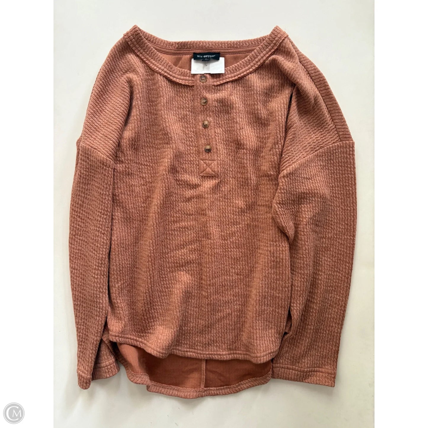 Top Long Sleeve By Blu Pepper In Orange, Size: L