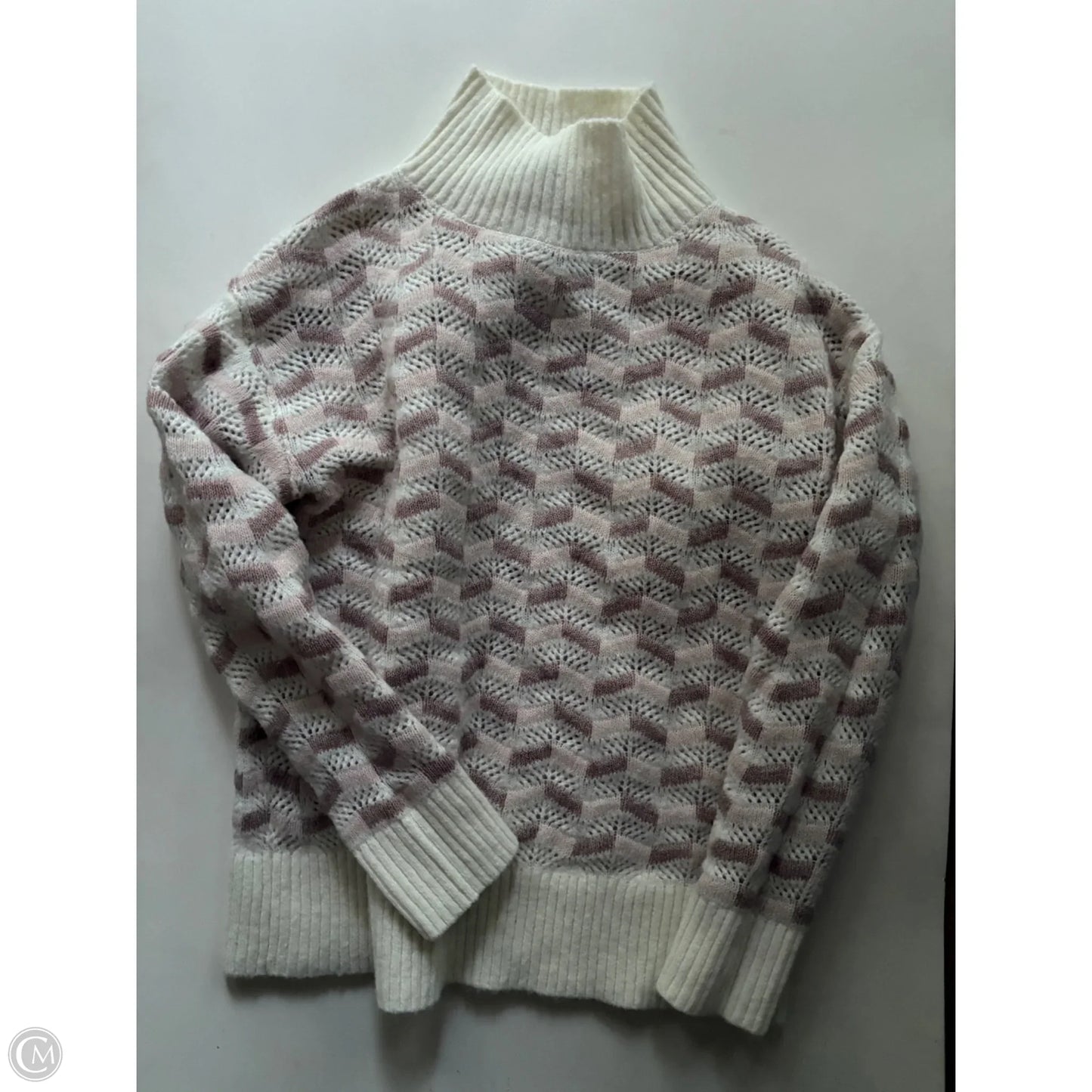 Sweater By Liz Claiborne In Cream & Pink, Size: S