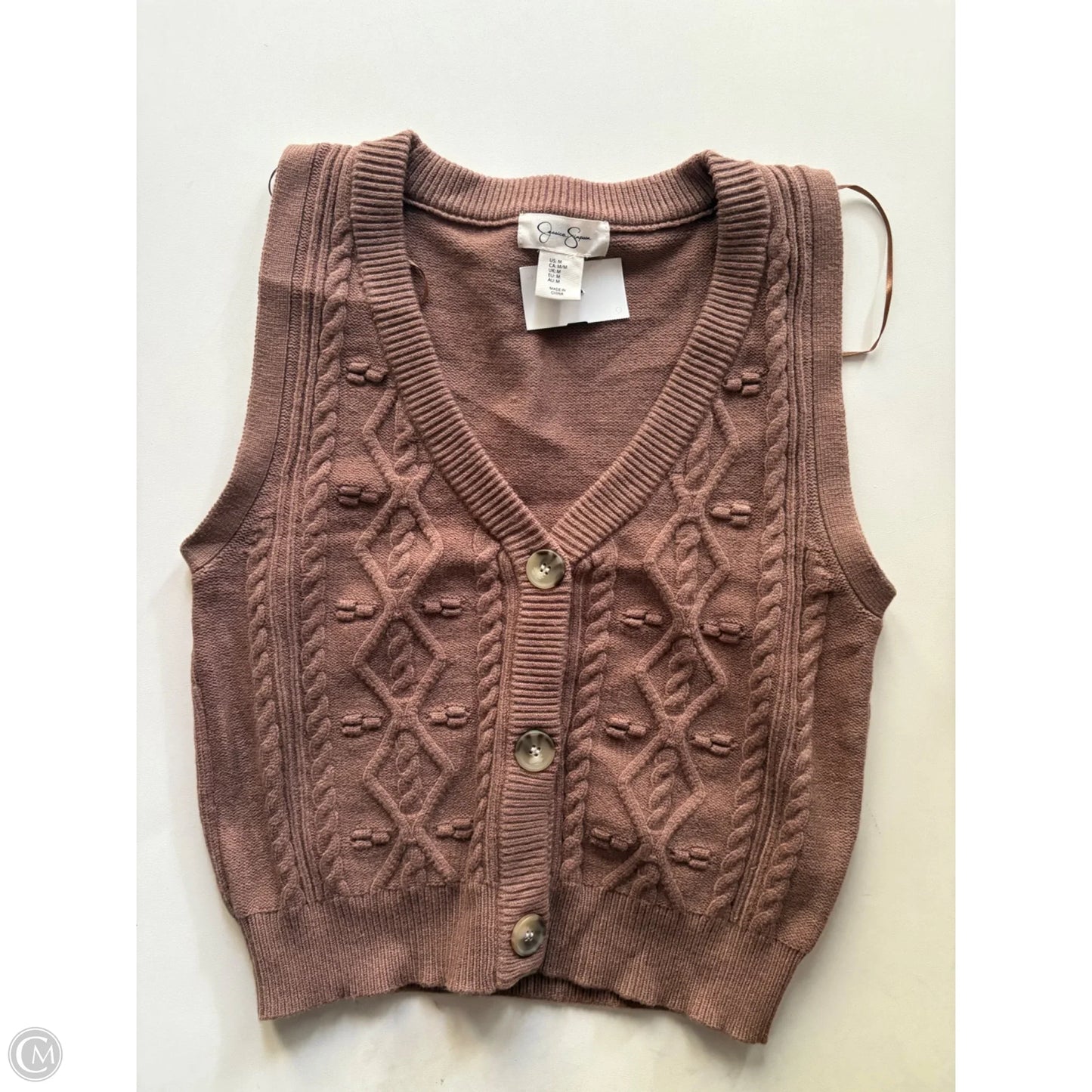 Vest Sweater By Jessica Simpson In Brown, Size: M