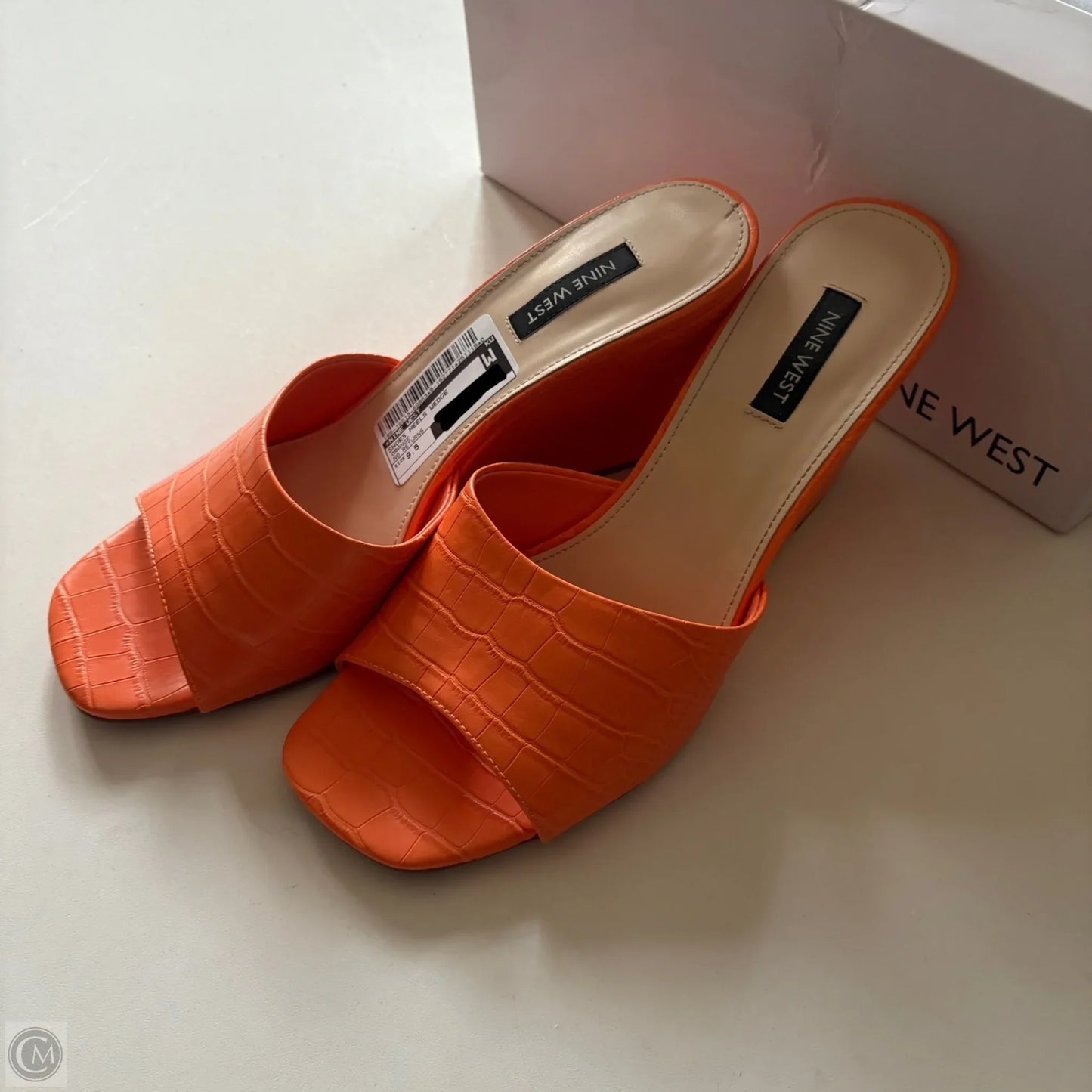 Shoes Heels Wedge By Nine West In Orange, Size: 9.5