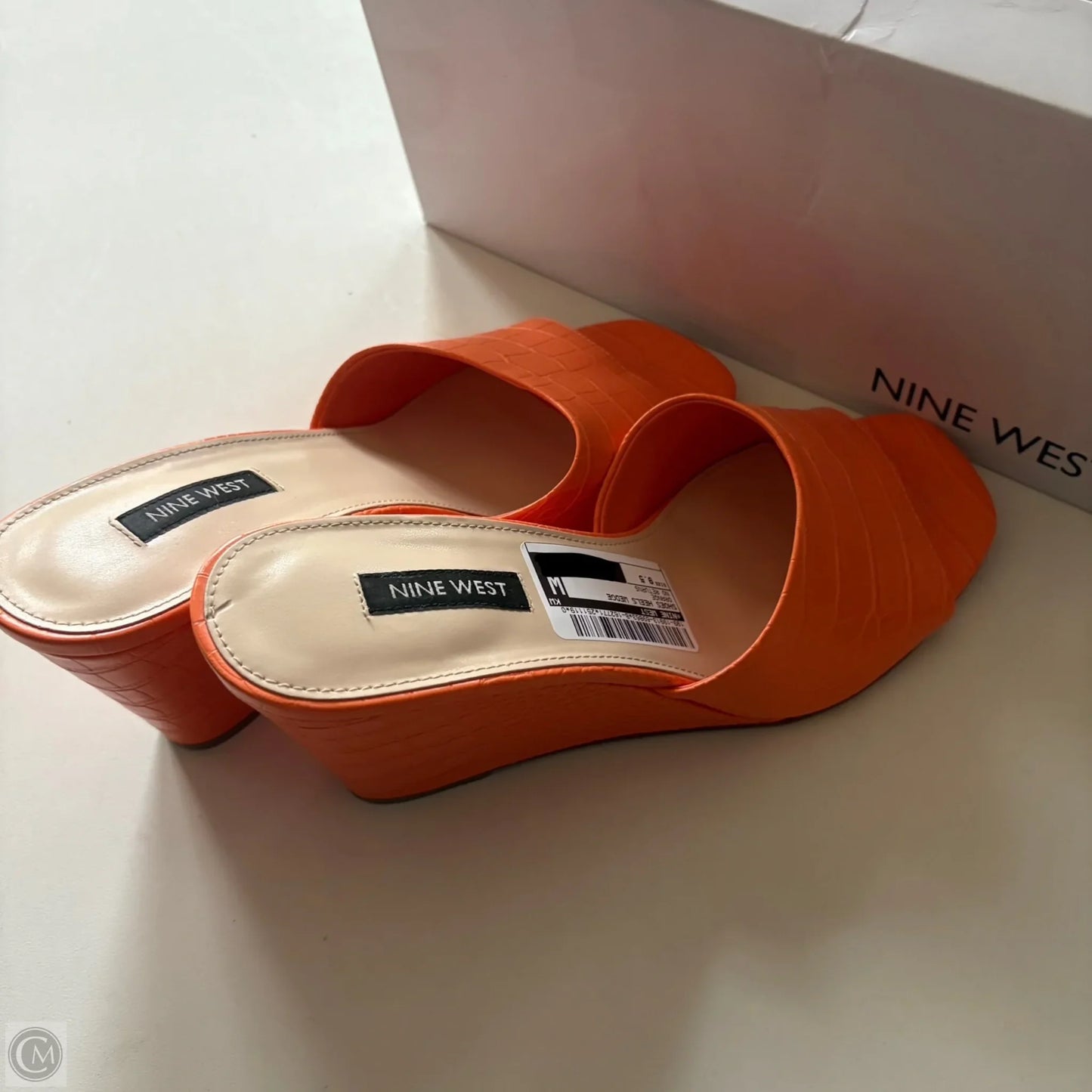 Shoes Heels Wedge By Nine West In Orange, Size: 9.5