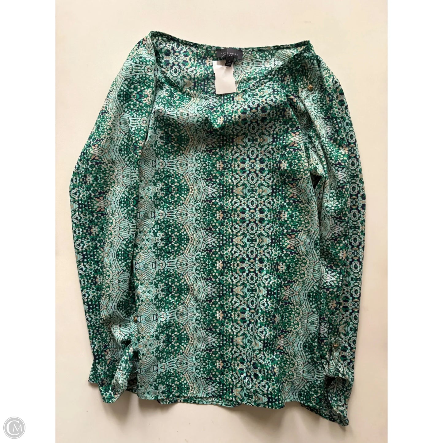 Blouse Long Sleeve By Limited In Green, Size: M