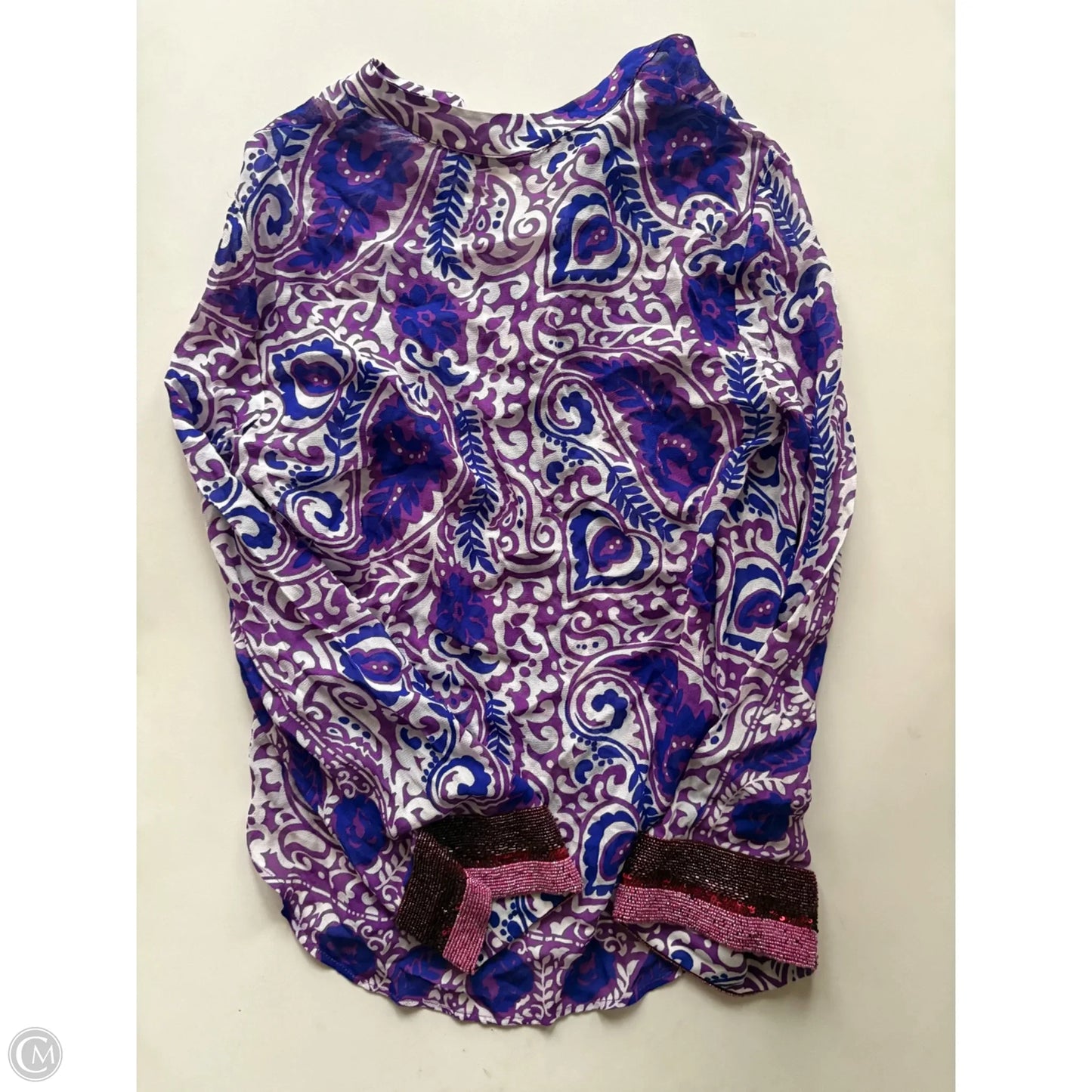Blouse Long Sleeve By Zara In Purple, Size: S
