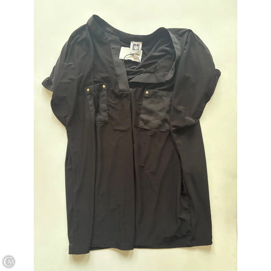 Blouse Short Sleeve By Anne Klein In Black, Size: M