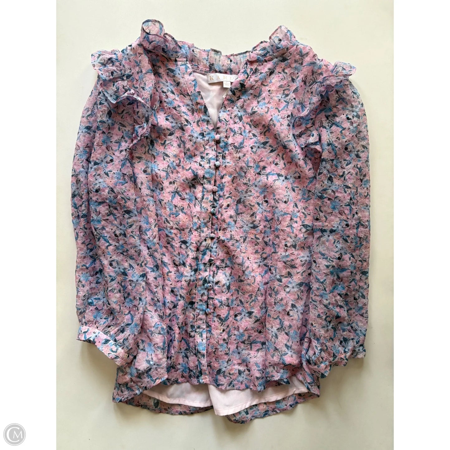 Blouse Short Sleeve By Karlie In Pink, Size: L