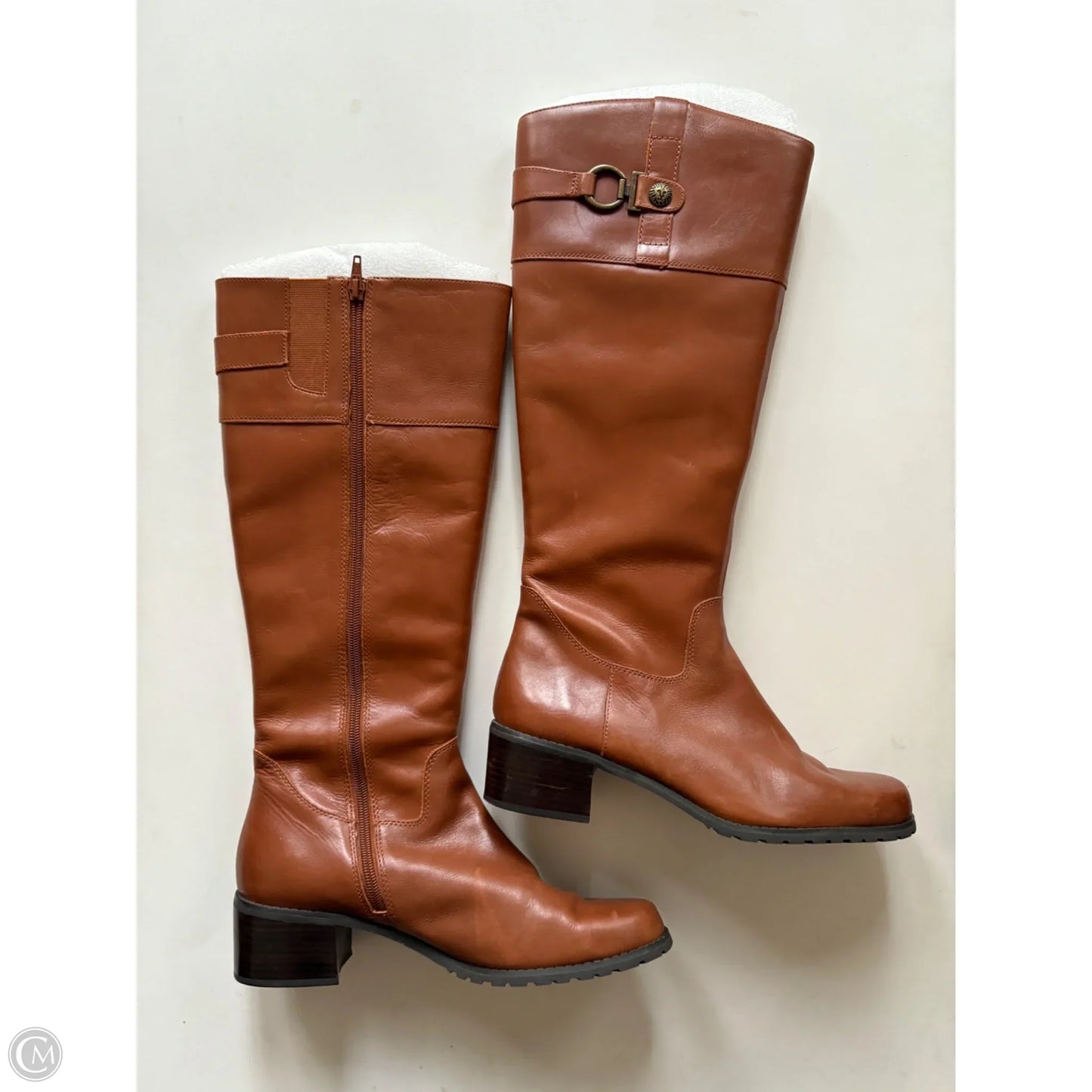 Boots Knee Heels By Anne Klein In Brown, Size: 9.5