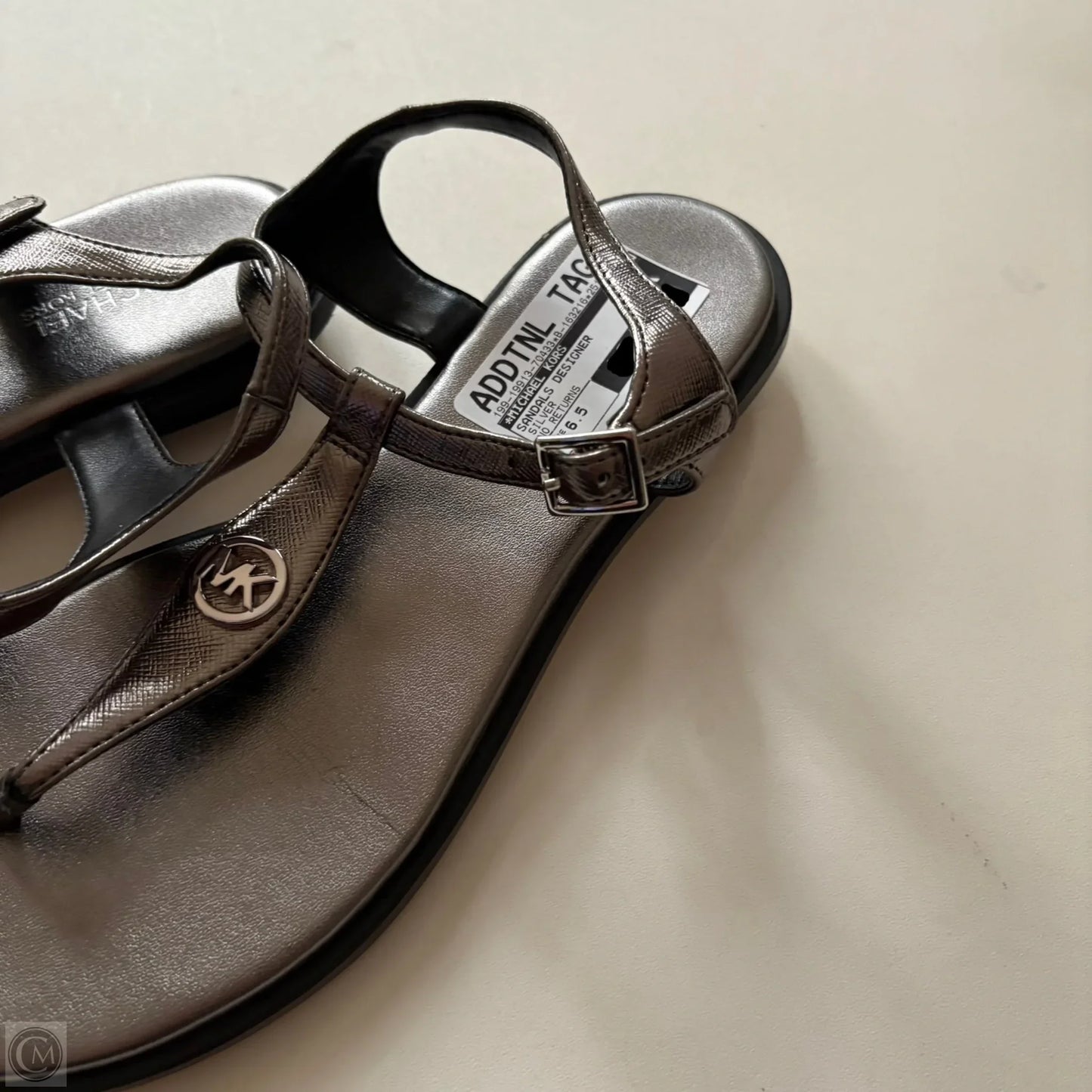 Sandals Designer By Michael Kors In Silver, Size: 6.5