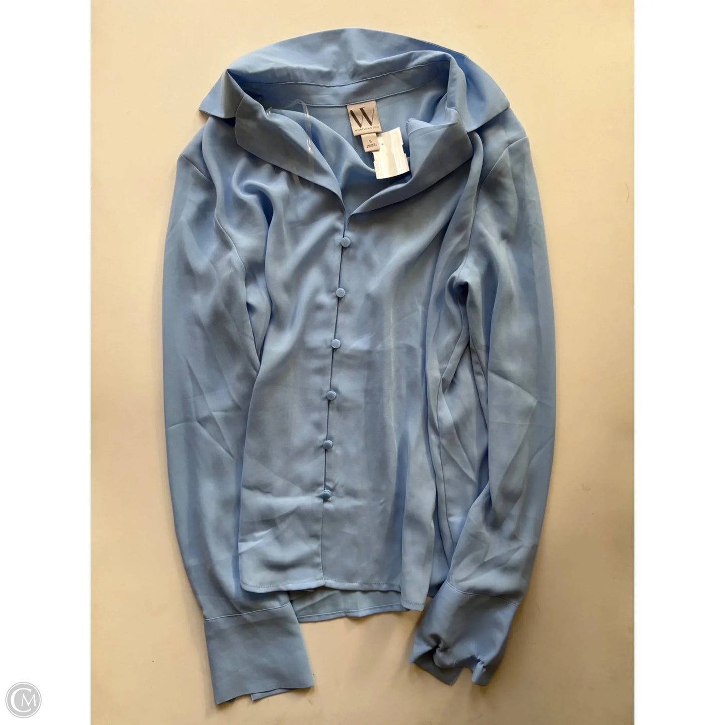 Blouse Long Sleeve By Worthington In Blue, Size: S