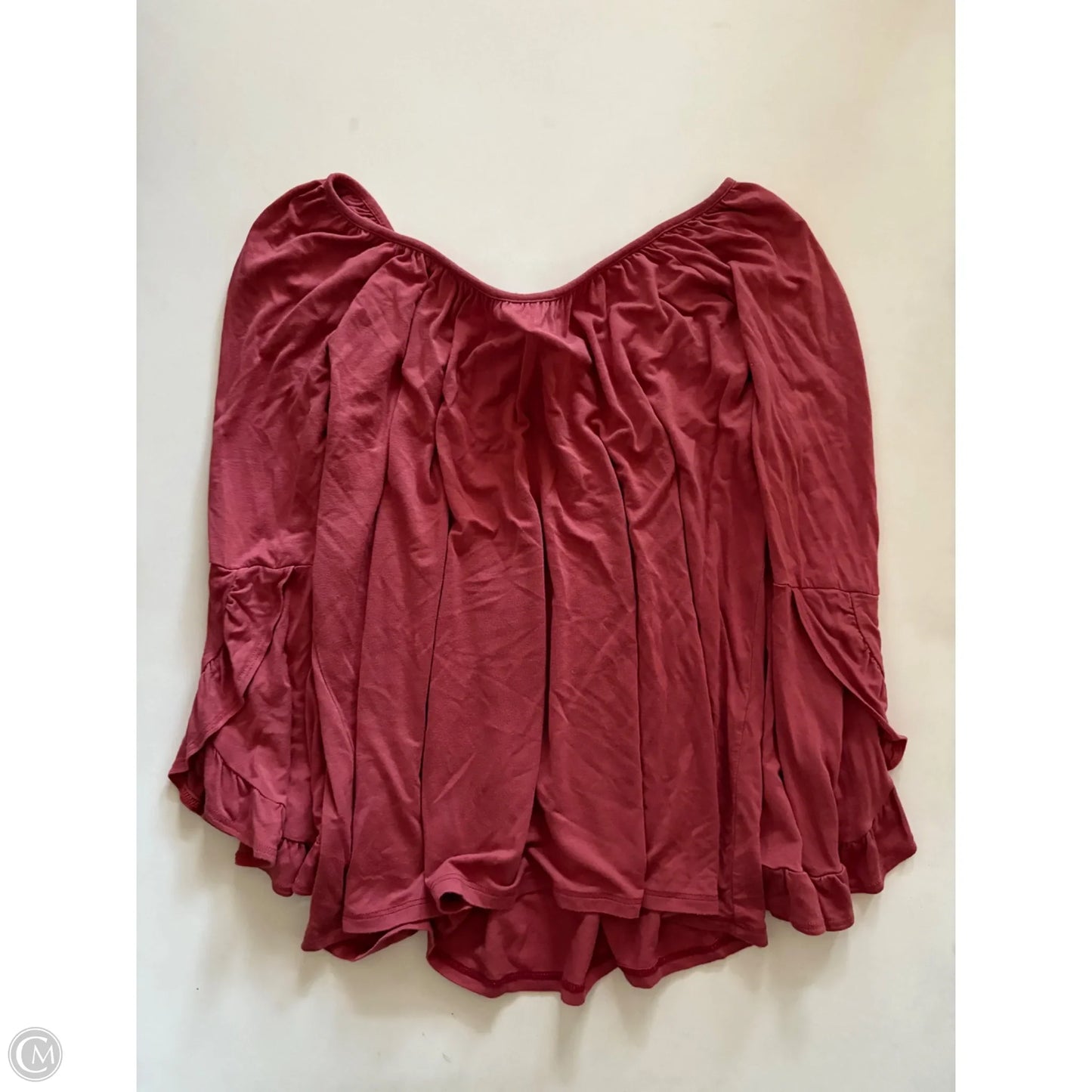 Top Long Sleeve By A Gain In Brown, Size: S