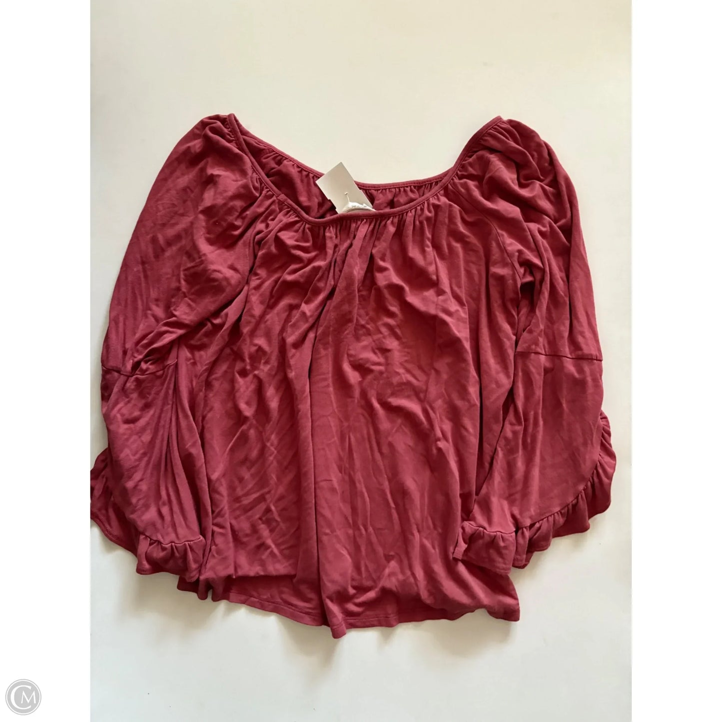 Top Long Sleeve By A Gain In Brown, Size: S