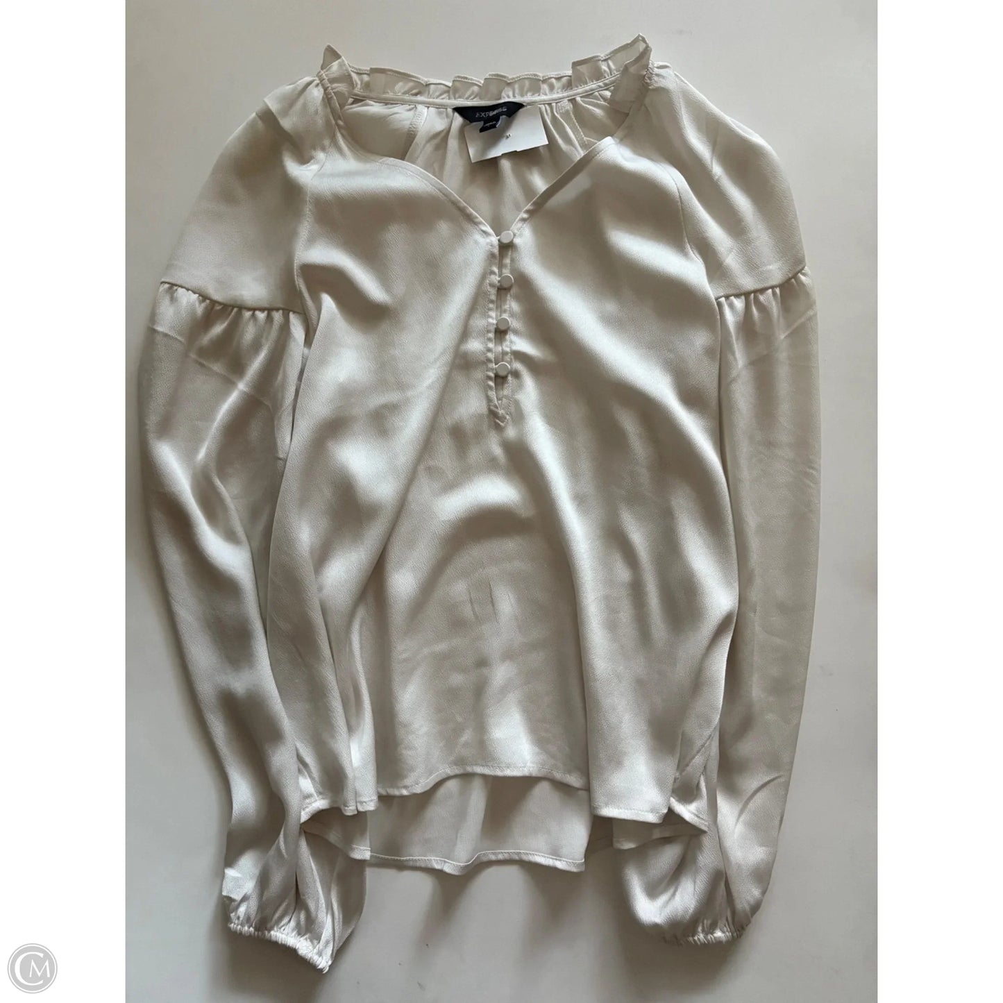 Blouse Long Sleeve By Express In Cream, Size: S