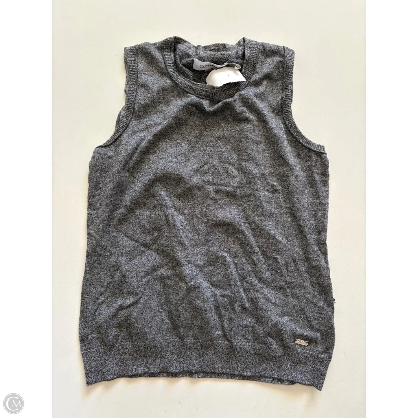 Sweater Short Sleeve By Calvin Klein In Grey, Size: S