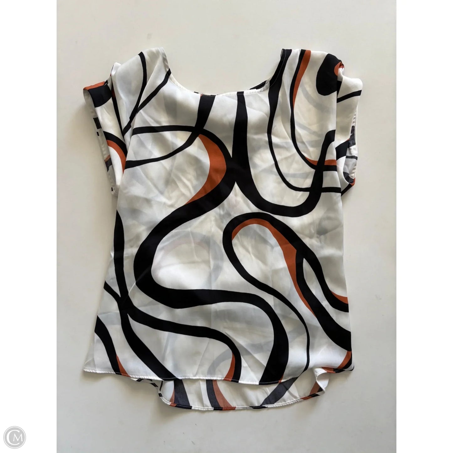 Blouse Short Sleeve By Nine West Apparel In Black & Brown, Size: Xs