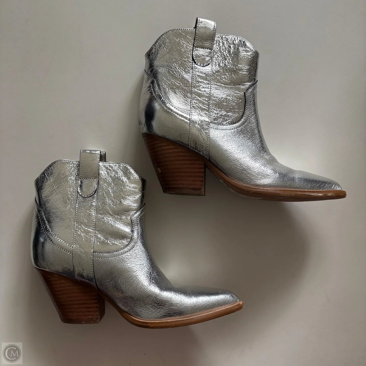 Boots Ankle Heels By Marc Fisher In Silver, Size: 7.5