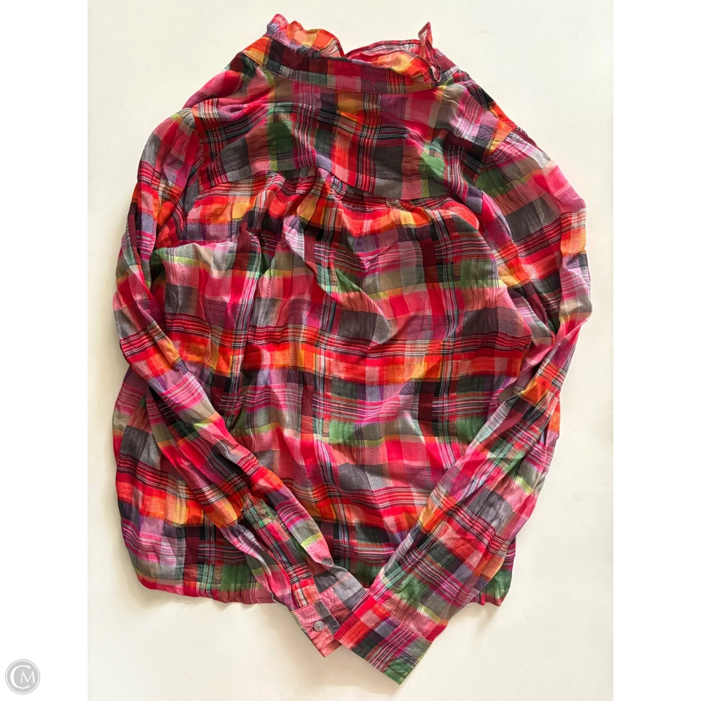 Top Long Sleeve By Apny In Plaid Pattern, Size: Xs