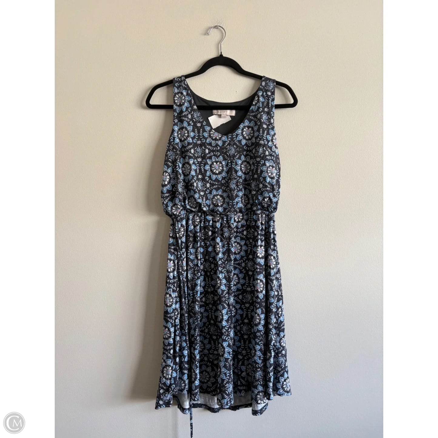 Dress Casual Midi By Loft In Blue & Grey, Size: S